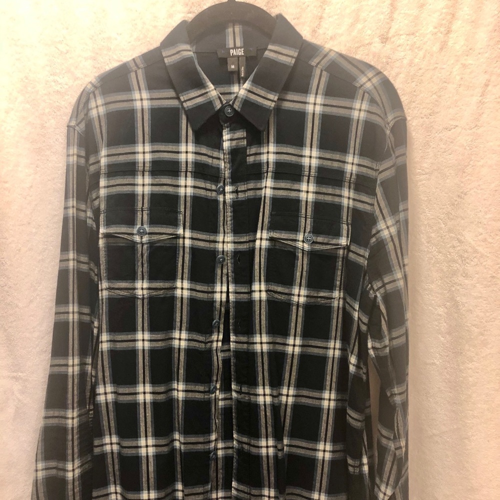 PAIGE Men’s Medium Blue/Navy Plaid Button-up